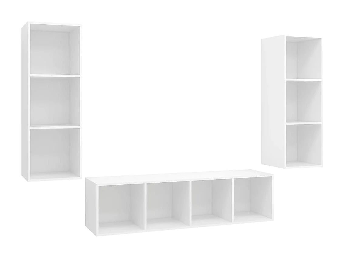 Ensemble de meuble TV | Banc TV | Armoire TV 3 pcs Blanc Bois d'ingénierie