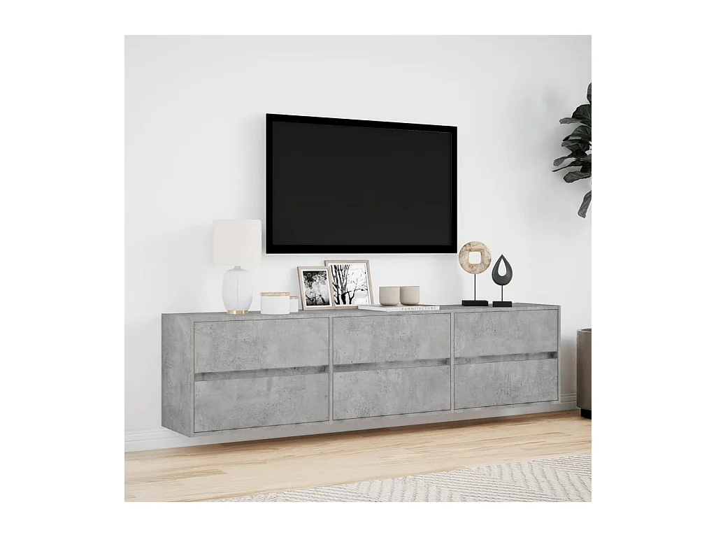 Tv-wandmeubel | TV-kast | Tv-Bank met LED-verlichting 180x31x45 cm betongrijs
