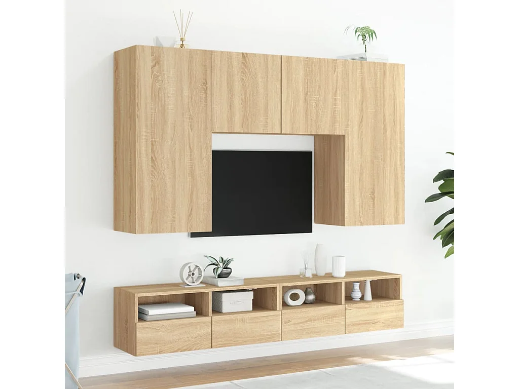 Meubles TV | Bancs TV | Armoires TV muraux 2 pcs chêne sonoma 80x30x30cm bois ingénierie