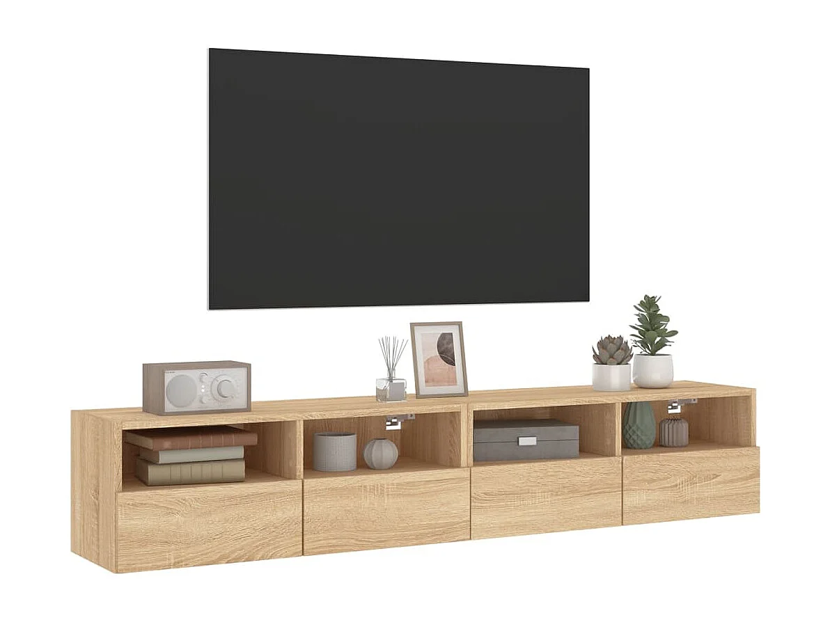 Meubles TV | Bancs TV | Armoires TV muraux 2 pcs chêne sonoma 80x30x30cm bois ingénierie
