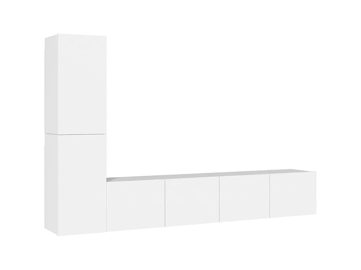 Set de muebles para TV  | Gabinetes de TV |  Muebles de salón 4 piezas madera contrachapada blanco