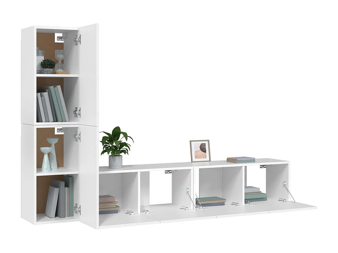 Ensemble de meubles TV | Bancs TV | Armoires TV 4 pcs Blanc Bois d'ingénierie