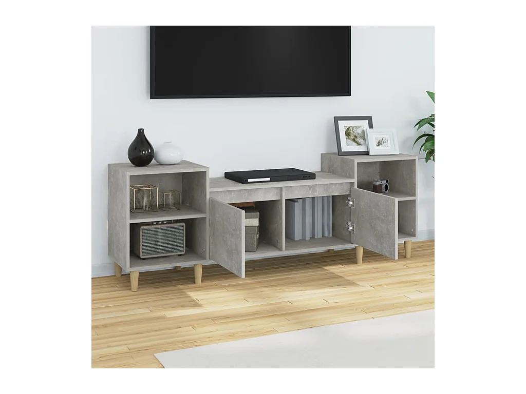 Mueble para TV  | Gabinete de TV |  Mueble de salón madera contrachapada gris hormigón 160x35x55 cm