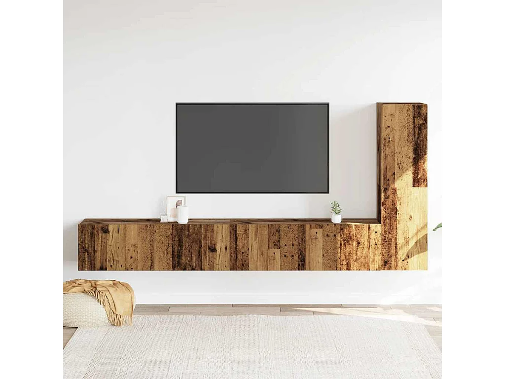 Tv-wandkasten | Tv-meubels | Tv-Banken 3 st bewerkt hout oud houtkleurig