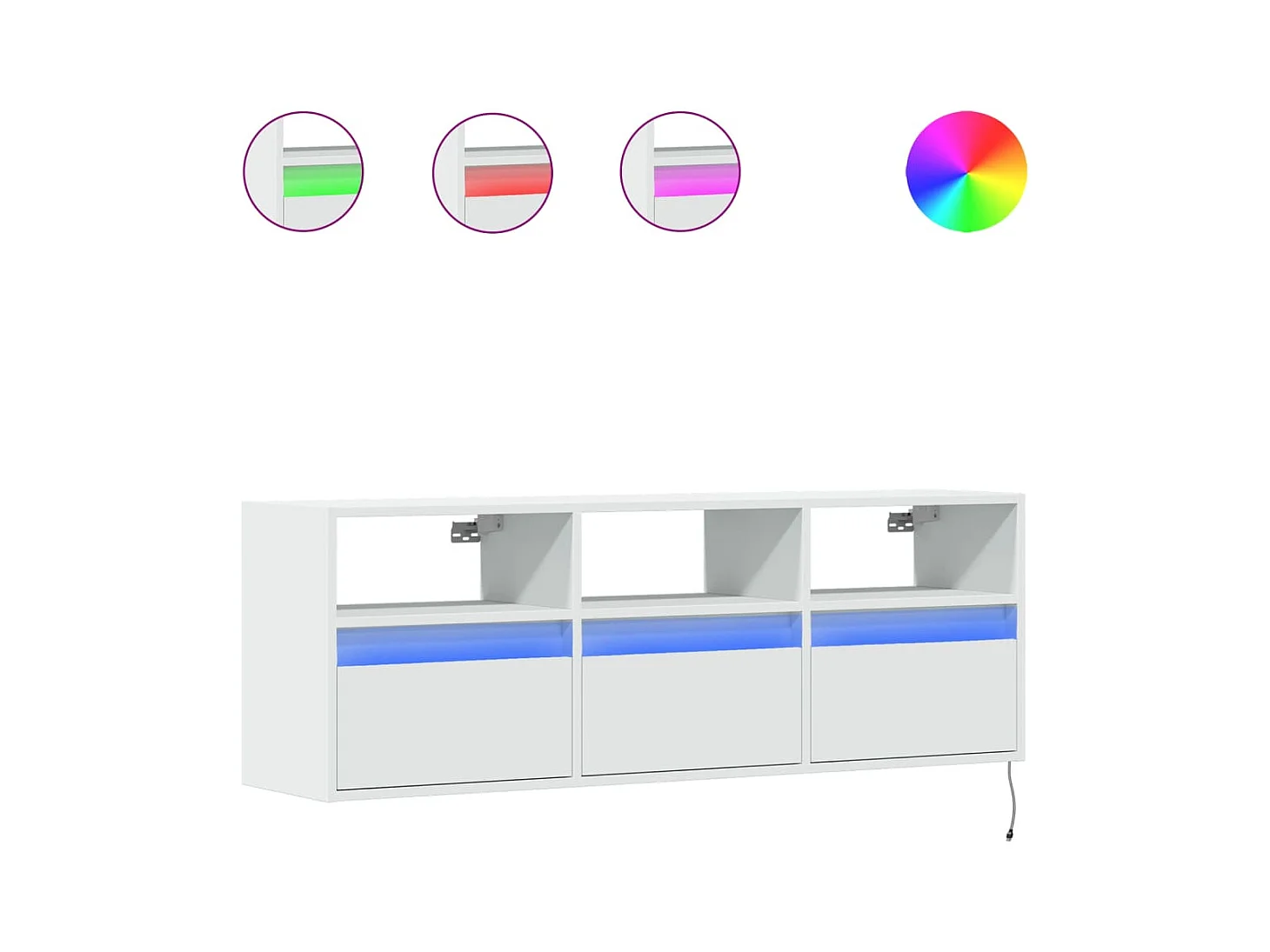 Tv-wandmeubel | TV-kast | Tv-Bank met LED-verlichting 130x31x45 cm wit