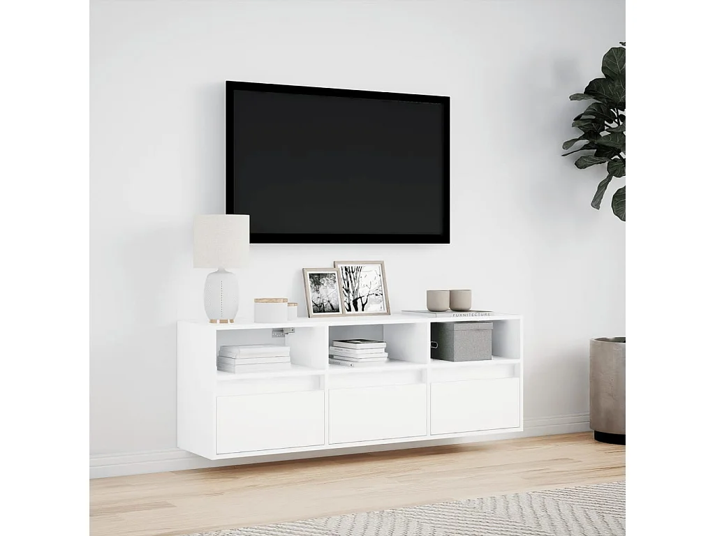 Tv-wandmeubel | TV-kast | Tv-Bank met LED-verlichting 130x31x45 cm wit