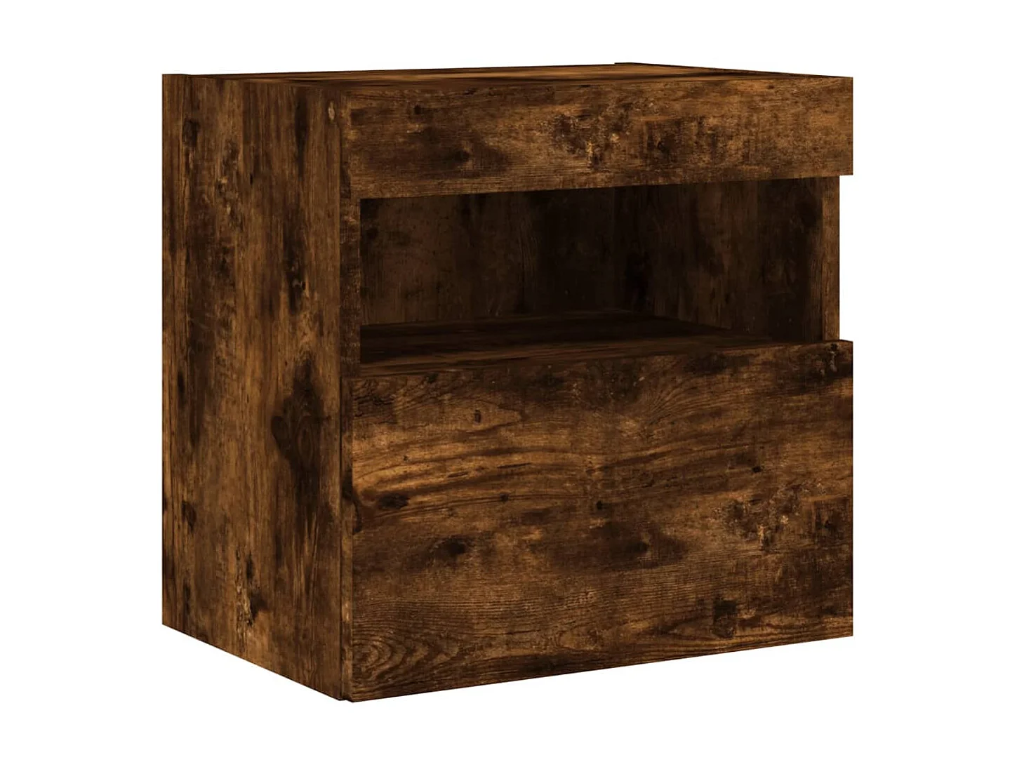 Meuble TV | Banc TV | Armoire TV mural avec lumières LED chêne fumé 40x30x40 cm