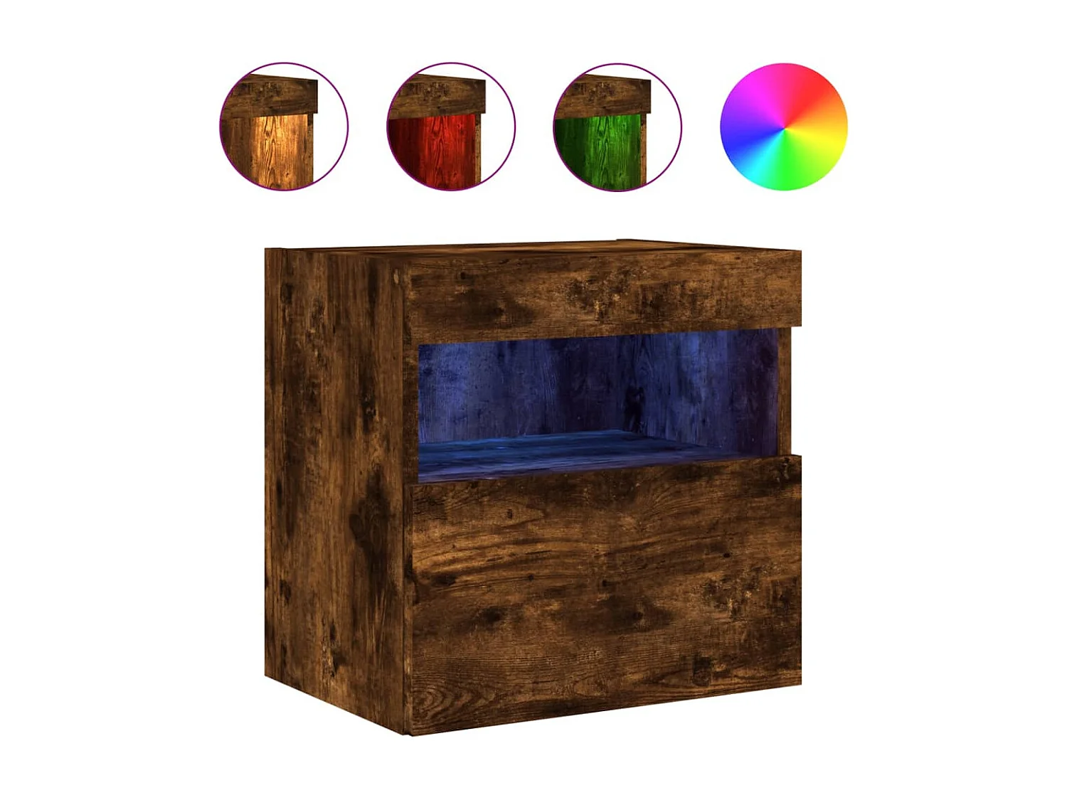 Meuble TV | Banc TV | Armoire TV mural avec lumières LED chêne fumé 40x30x40 cm