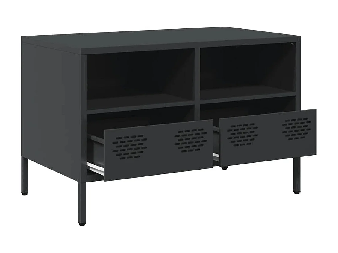 Meuble TV | Banc TV | Armoire TV noir 68x39x43,5 cm acier laminé à froid