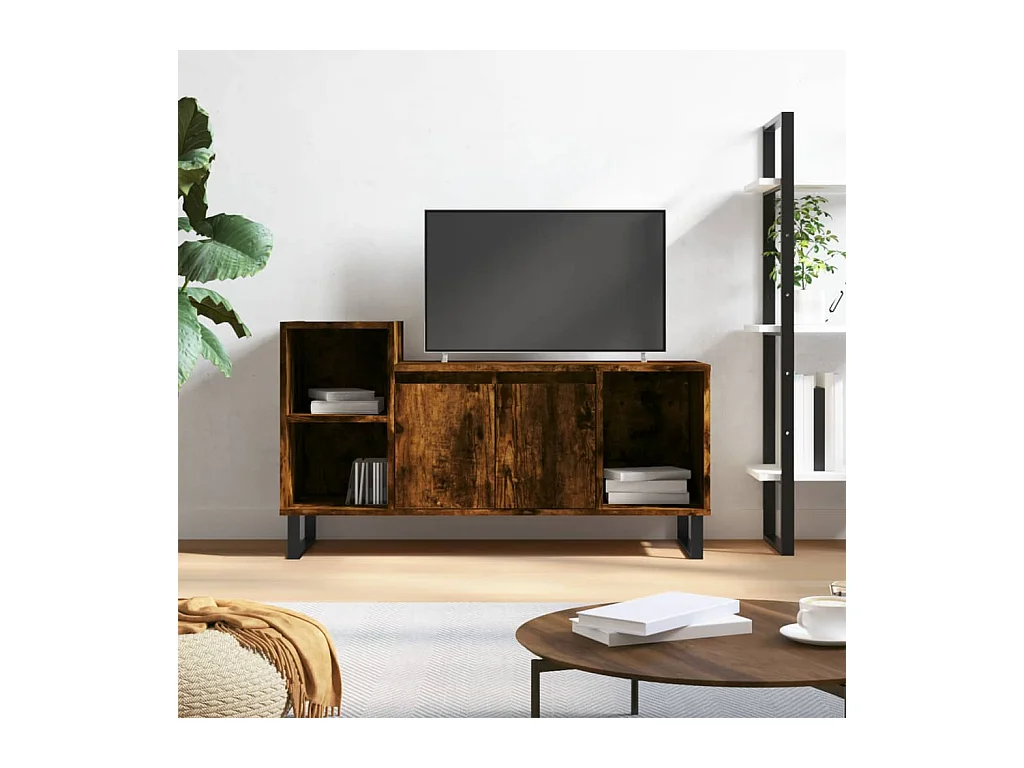 Meuble TV | Banc TV | Armoire TV Chêne fumé 100x35x55 cm Bois d'ingénierie