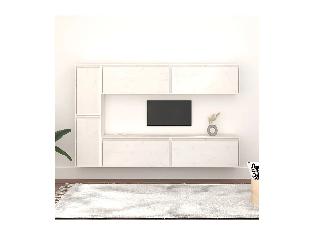 muebles para TV  | Gabinetes de TV |  Muebles de salón 6 piezas madera maciza de pino blanco