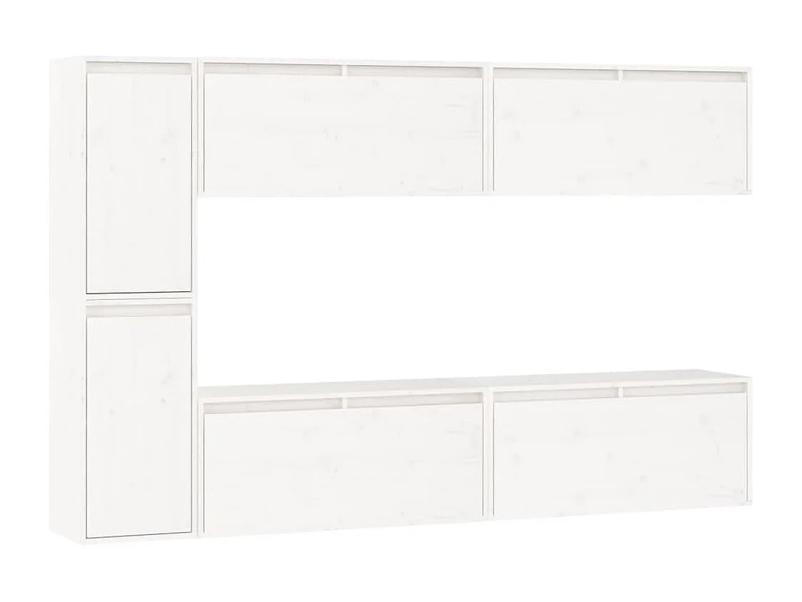 muebles para TV  | Gabinetes de TV |  Muebles de salón 6 piezas madera maciza de pino blanco