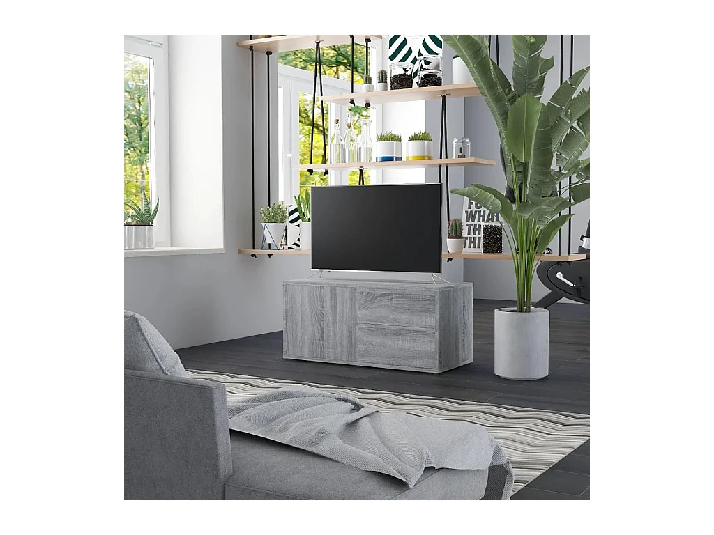 Mueble de TV | Mueble de salón madera contrachapada gris Sonoma 80x34x36 cm