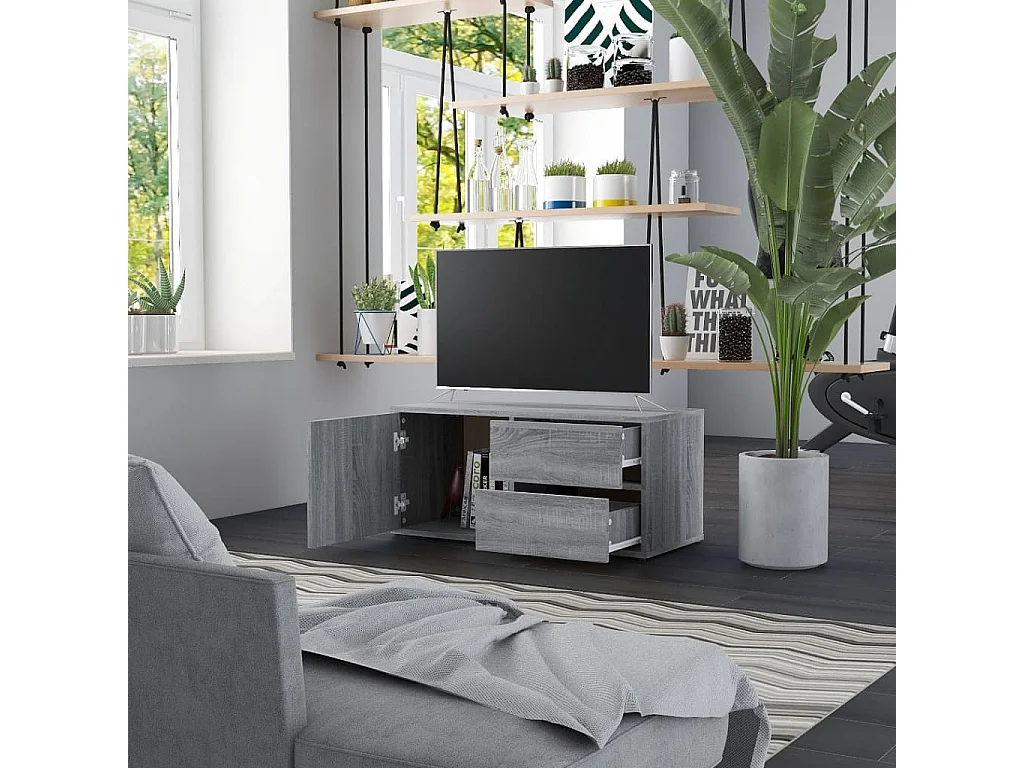 Mueble de TV | Mueble de salón madera contrachapada gris Sonoma 80x34x36 cm