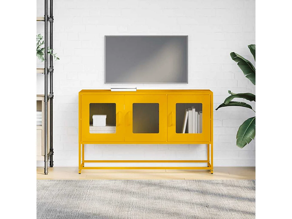 Mueble para TV  | Gabinete de TV |  Mueble de salón acero laminado en frío amarillo 100,5x39x60,5 cm