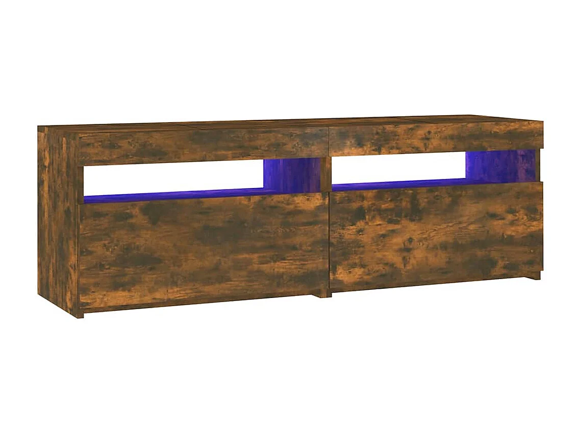 Meuble TV | Banc TV | Armoire TV avec lumières LED chêne fumé 120x35x40 cm