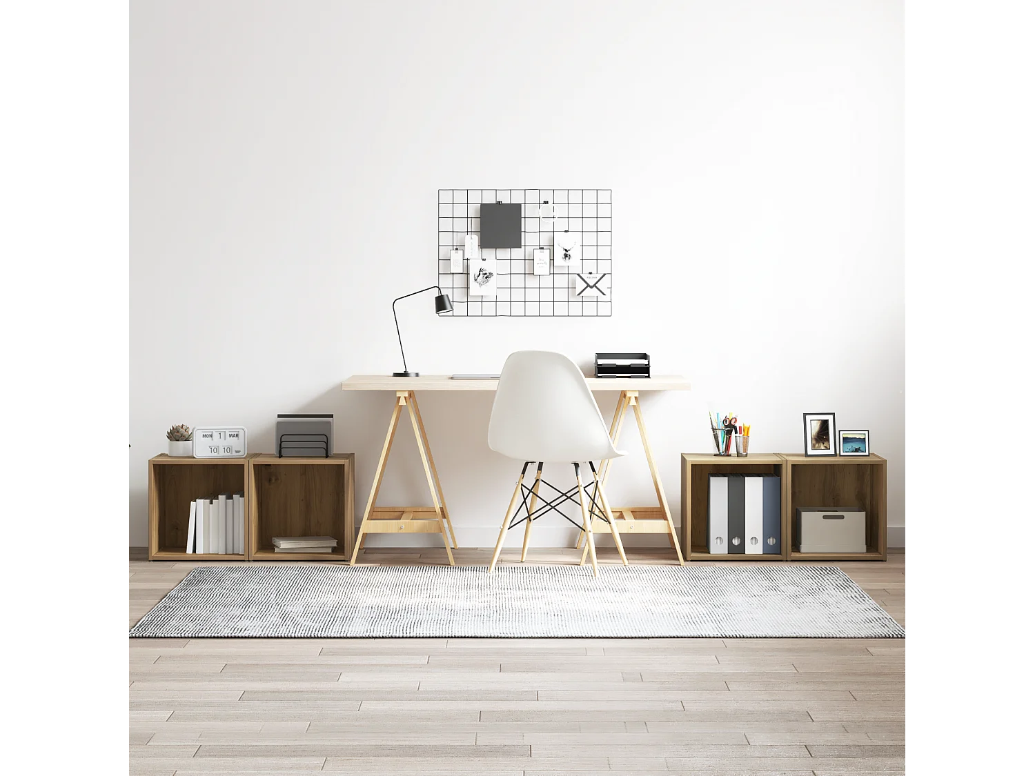 TV Meubel | Tv-Bank | TV Kasten 4 stuks Massief Eiken 37x35x37 cm Bewerkt Hout