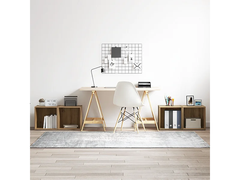 TV Meubel | Tv-Bank | TV Kasten 4 stuks Massief Eiken 37x35x37 cm Bewerkt Hout