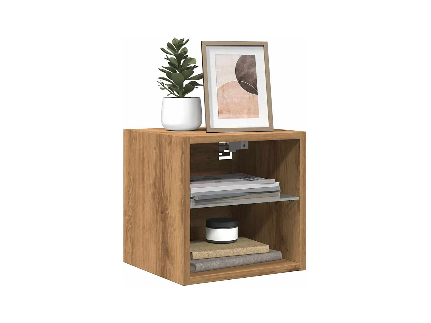 Mueble de TV | Mueble de salón de pared con luces LED roble artisian 30x28,5x30cm