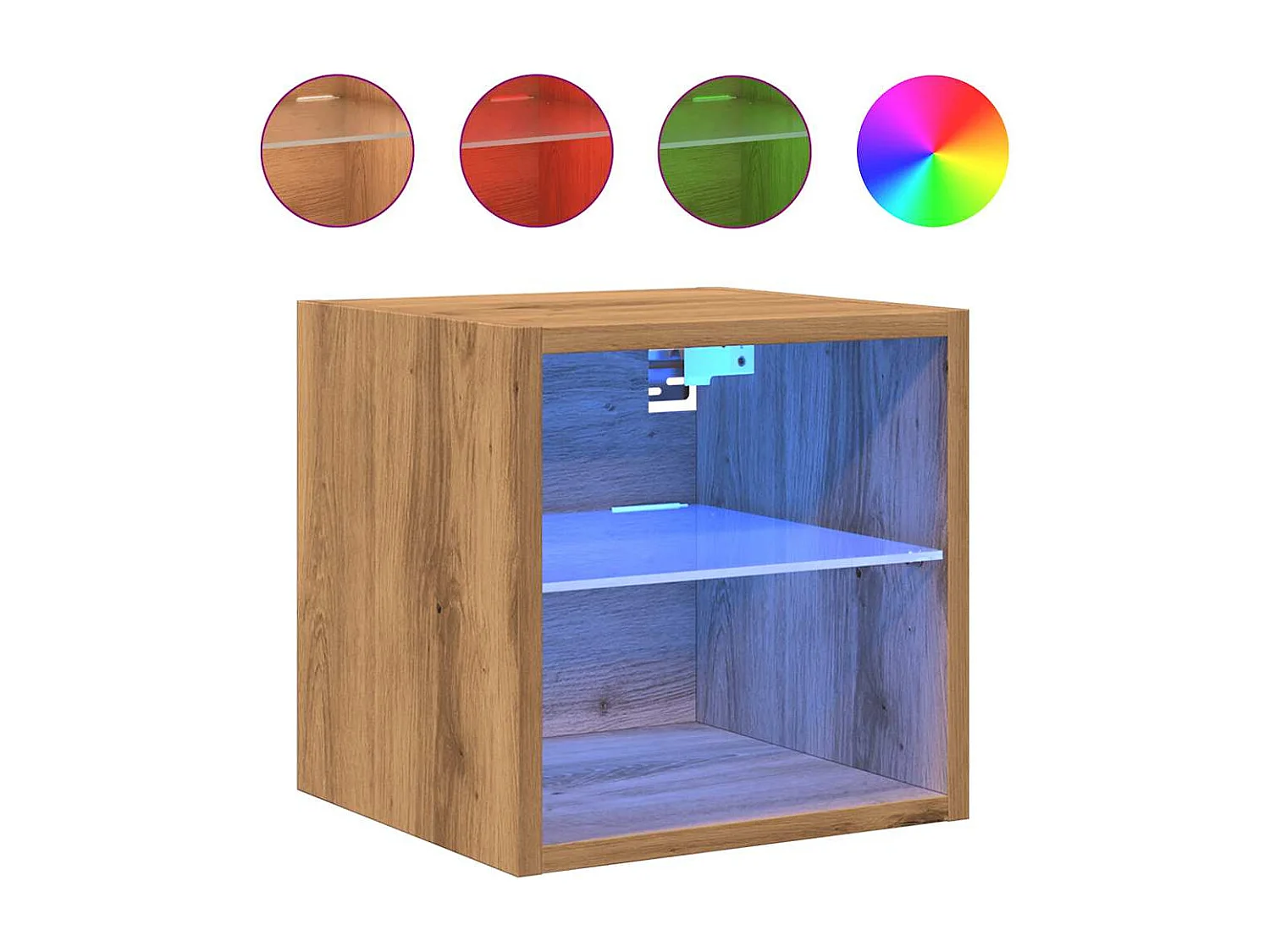 Mueble de TV | Mueble de salón de pared con luces LED roble artisian 30x28,5x30cm