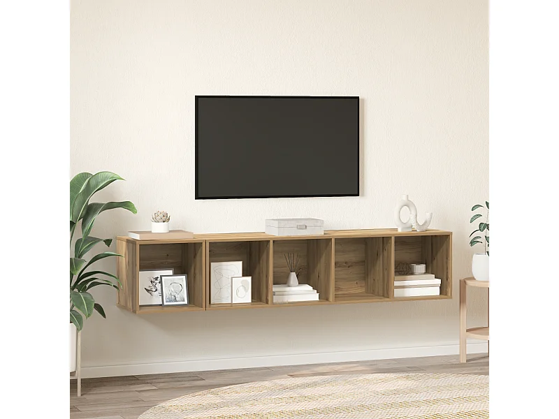 Juego de muebles de TV | Gabinete de TV | Mueble de salón 2 pcs Roble artisan 37 x 37 x 142.5 cm