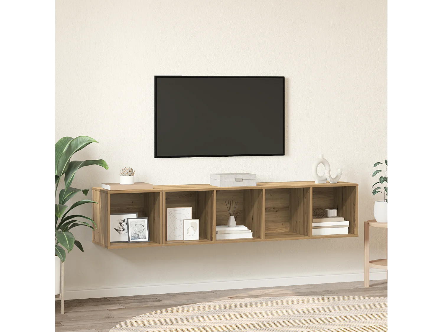 TV-kast | Tv-meubel | Tv-Bank set 2 pcs artisanaal eikenkleurig 37 x 37 x 142.5 cm