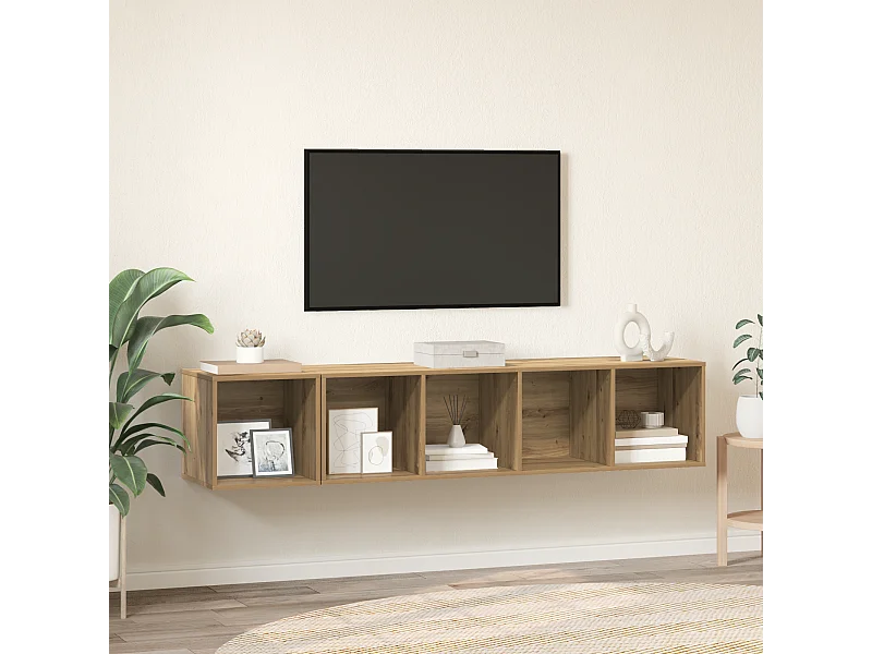 TV-kast | Tv-meubel | Tv-Bank set 2 pcs artisanaal eikenkleurig 37 x 37 x 142.5 cm