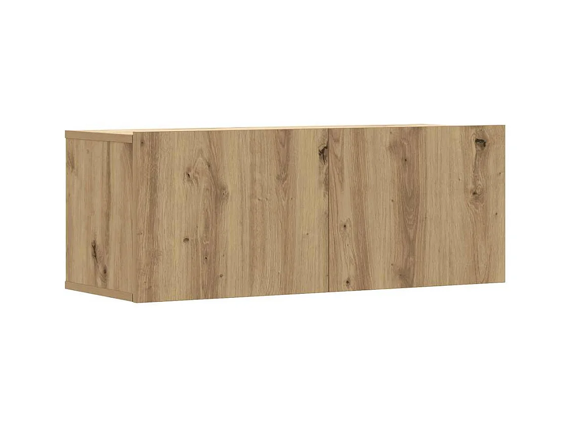 3-delig Tv-meubelset | Tv-Bank | TV-kast wandmontage bewerkt hout artisanaal eiken