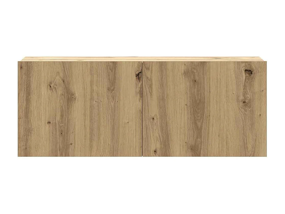 3-delig Tv-meubelset | Tv-Bank | TV-kast wandmontage bewerkt hout artisanaal eiken