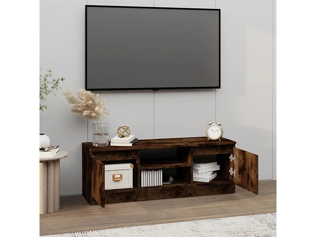 Meuble TV | Banc TV | Armoire TV avec porte Chêne fumé 102x30x36 cm