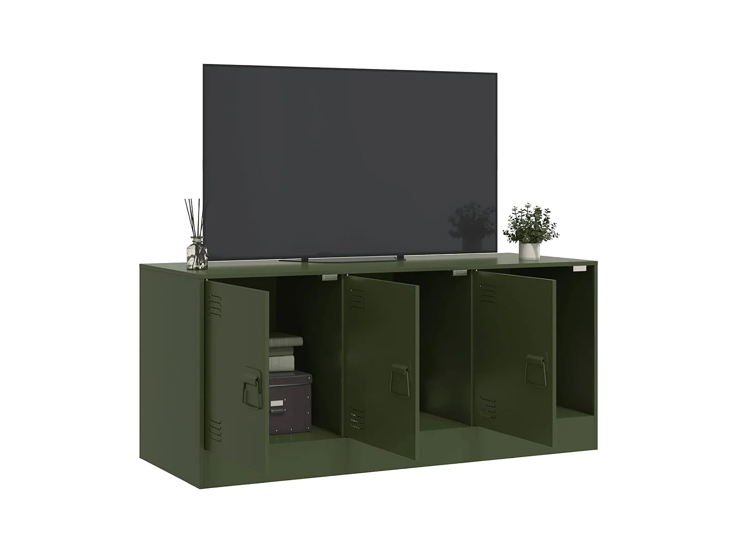 Mueble de TV | Mueble de salón de acero verde oliva 99x39x44 cm