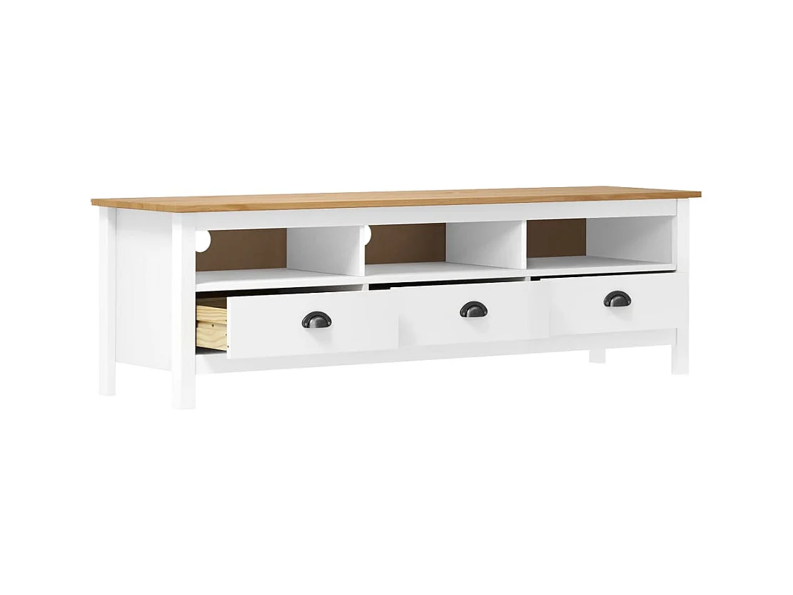 Mueble de TV | Mueble de salón Hill madera maciza de pino blanco 158x40x47 cm