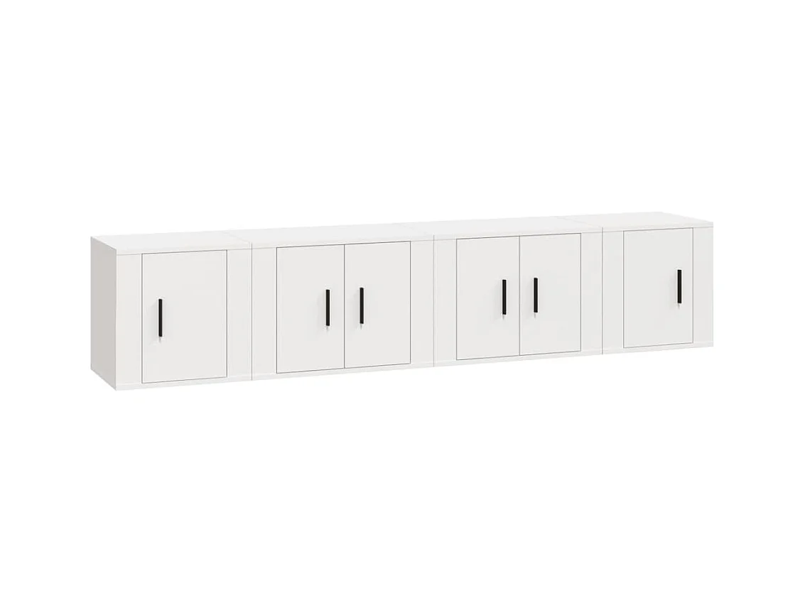 Set de muebles para TV  | Gabinetes de TV |  Muebles de salón 4 piezas madera contrachapada blanco