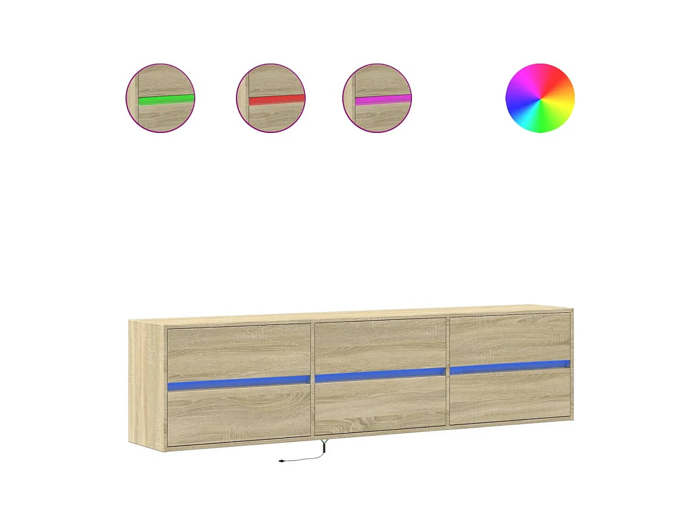 Tv-wandmeubel | TV-kast | Tv-Bank met LED-verlichting 180x31x45 cm sonoma eiken