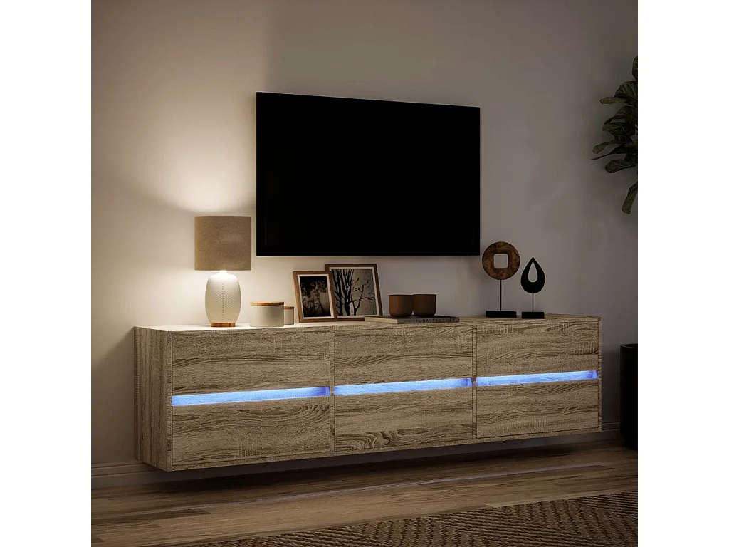 Meuble TV | Banc TV | Armoire TV mural avec LED chêne sonoma 180x31x45 cm