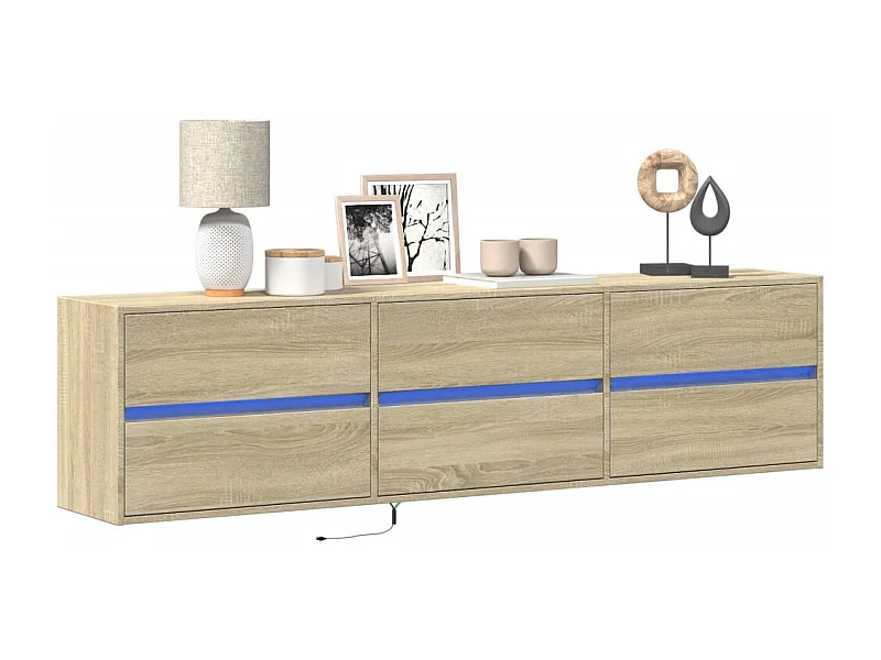 Meuble TV | Banc TV | Armoire TV mural avec LED chêne sonoma 180x31x45 cm