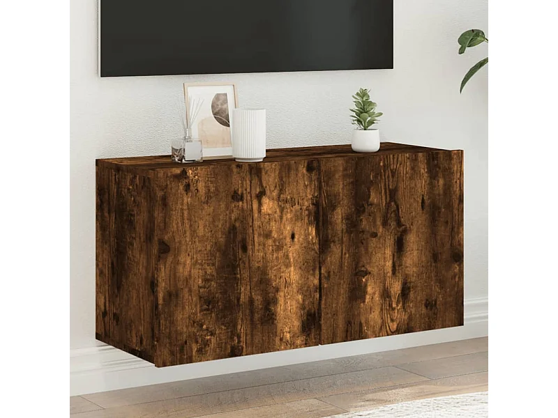 Mueble para TV  | Gabinete de TV |  Mueble de salón de pared roble ahumado 80x30x41 cm