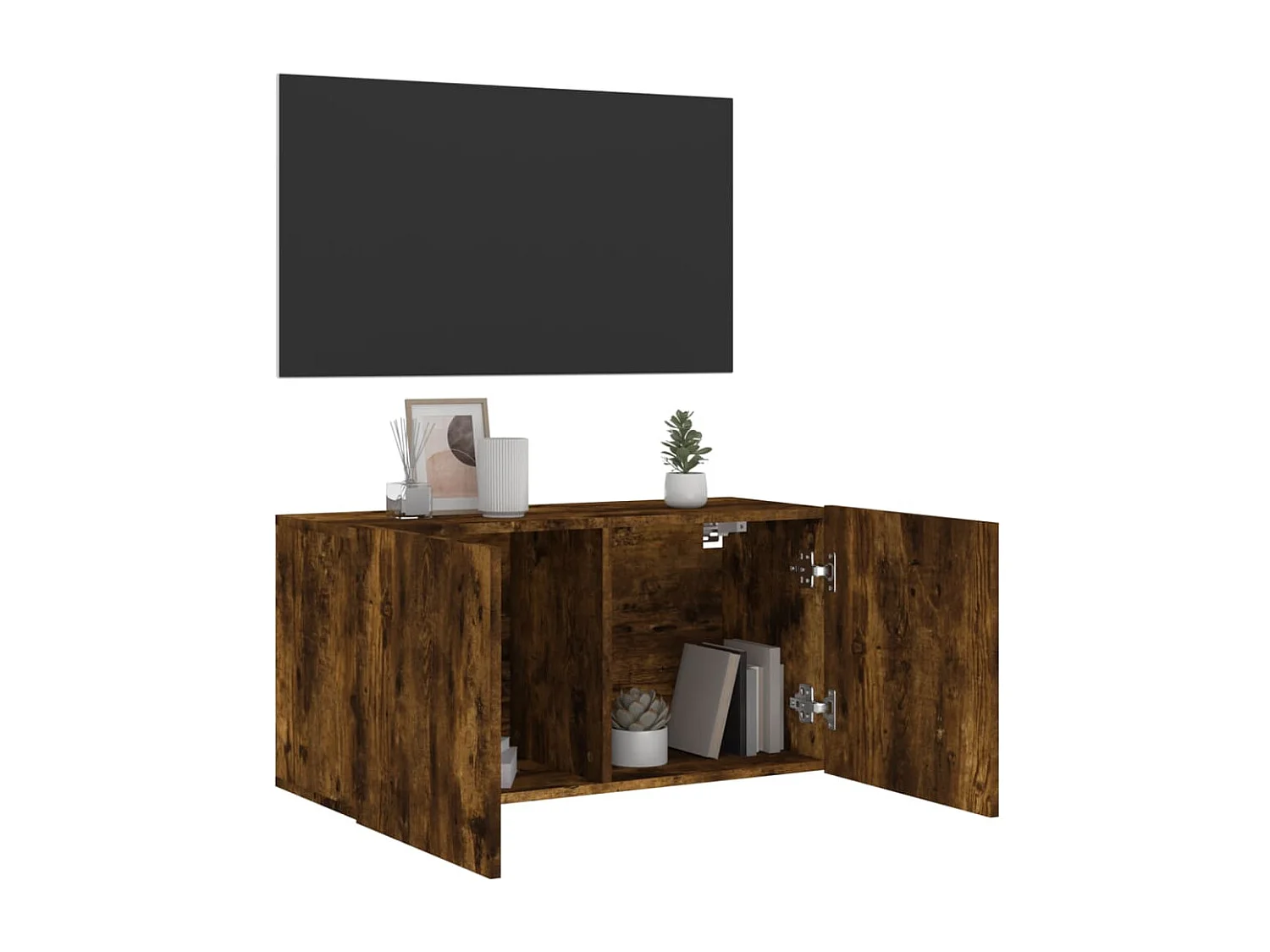 Meuble TV | Banc TV | Armoire TV mural chêne fumé 80x30x41 cm