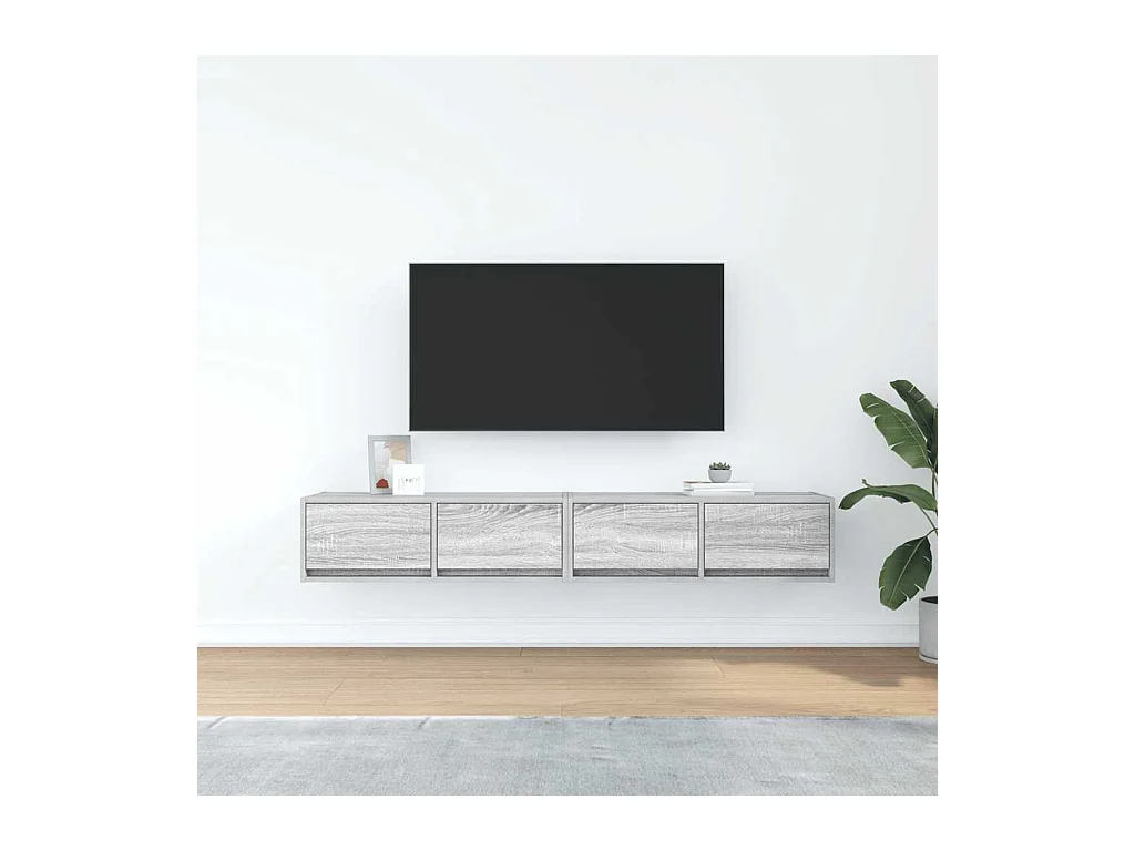 Tv-meubelen | Tv-Banken | TV-kasten 2 st 80x31x25,5 cm bewerkt hout grijs sonoma eiken