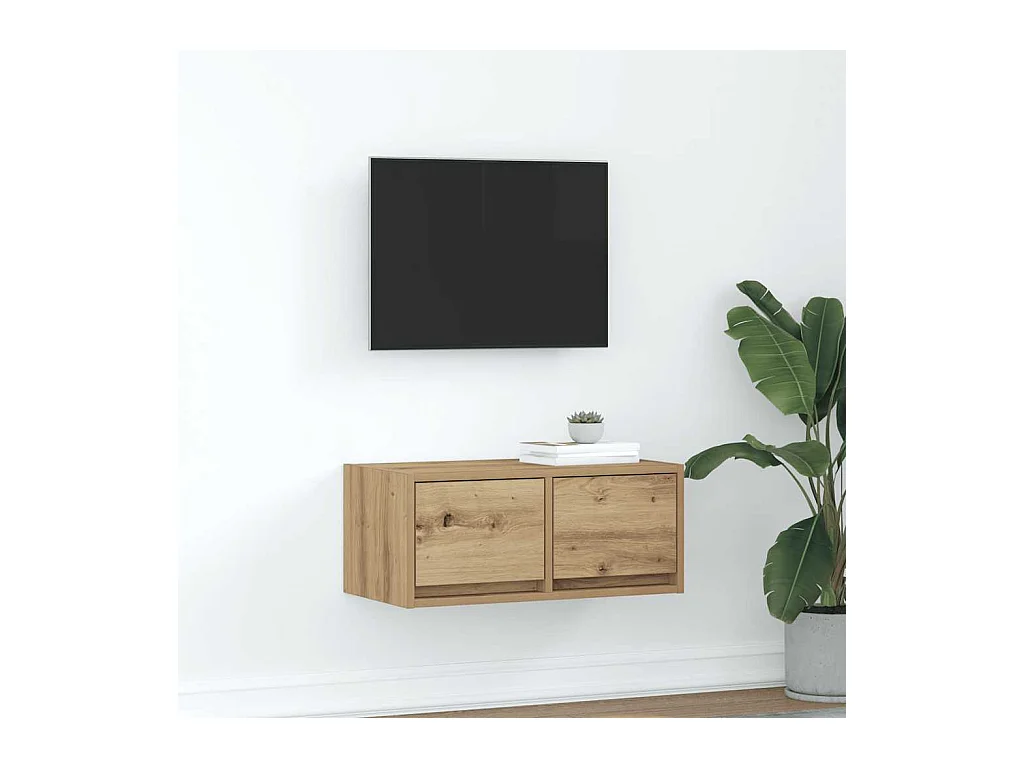Tv-meubel | Tv-Bank | TV-kast60x31x25,5 cm bewerkt hout artisanaal eikenkleur
