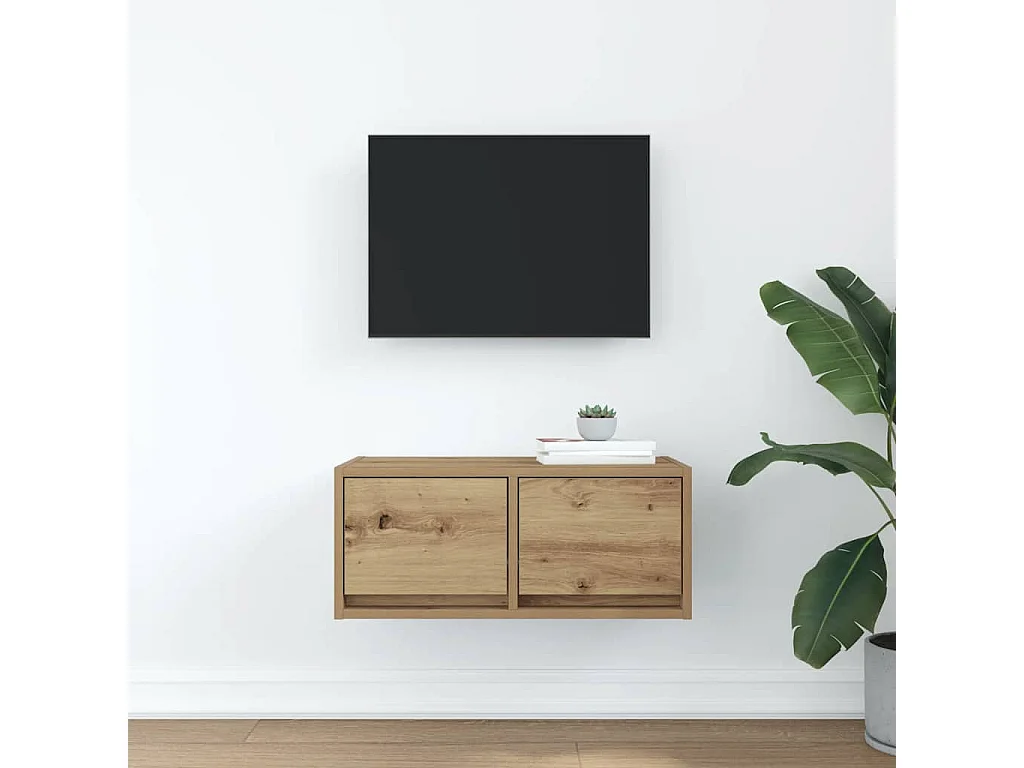 Tv-meubel | Tv-Bank | TV-kast60x31x25,5 cm bewerkt hout artisanaal eikenkleur
