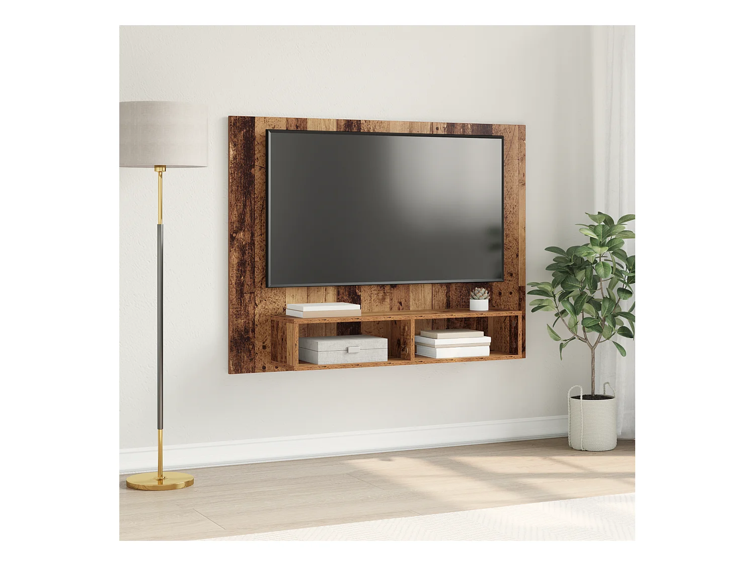 Wand TV kast | Tv-meubel | Tv-Bank Oude hout 120 x 23.5 x 90 cm Bewerkt hout