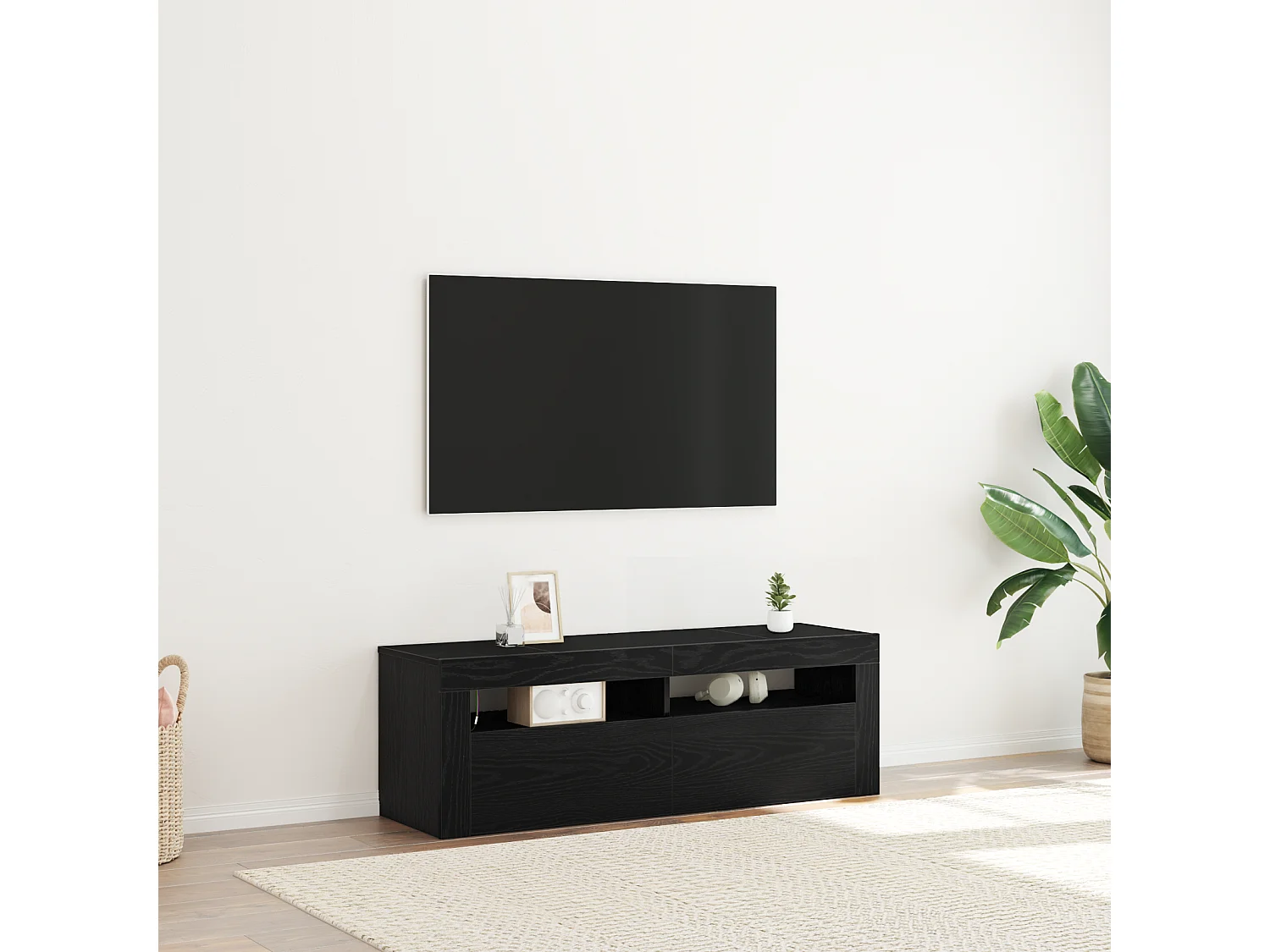 Gabinete de TV | Mueble de TV | Mueble de salón Negro 120 x 35 x 40 cm Madera contrachapada