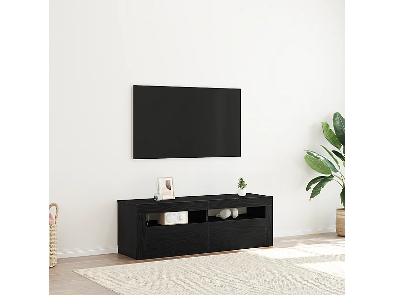 Tv-meubel | Tv-Bank | TV-kastmet LED 120x35x40 cm bewerkt hout zwart eikenkleurig