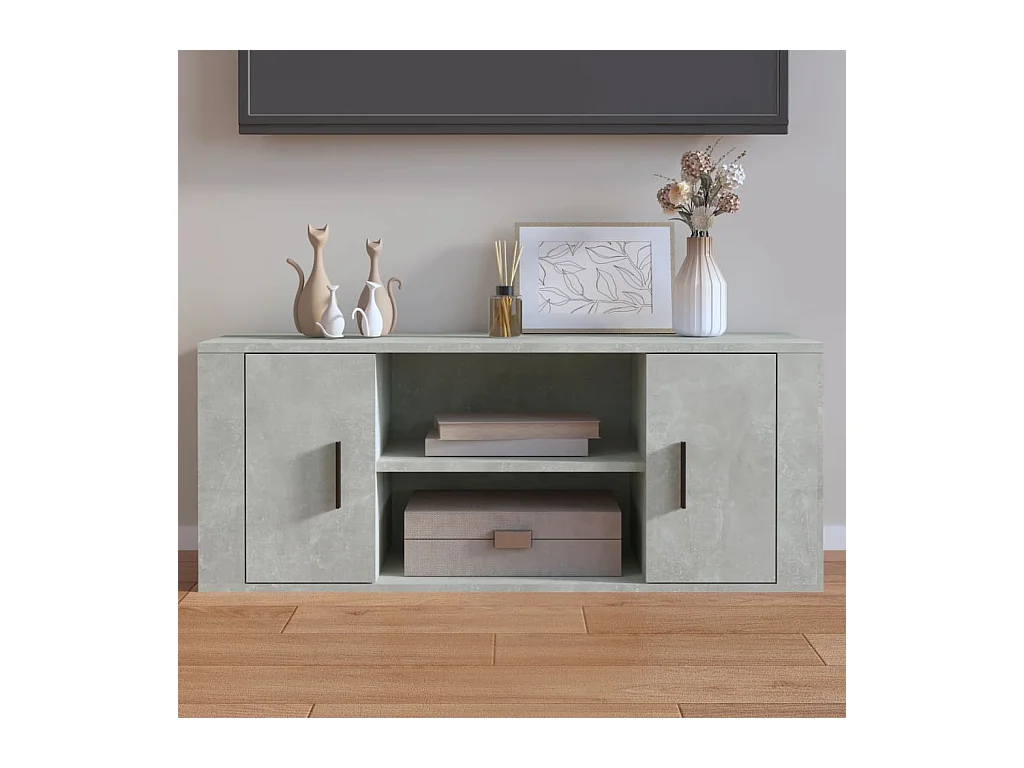 Mueble para TV  | Gabinete de TV |  Mueble de salón contrachapada gris hormigón 100x35x40 cm
