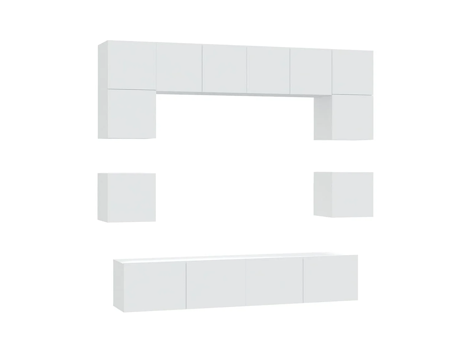 Ensemble de meubles TV | Bancs TV | Armoires TV 8 pcs Blanc Bois d'ingénierie