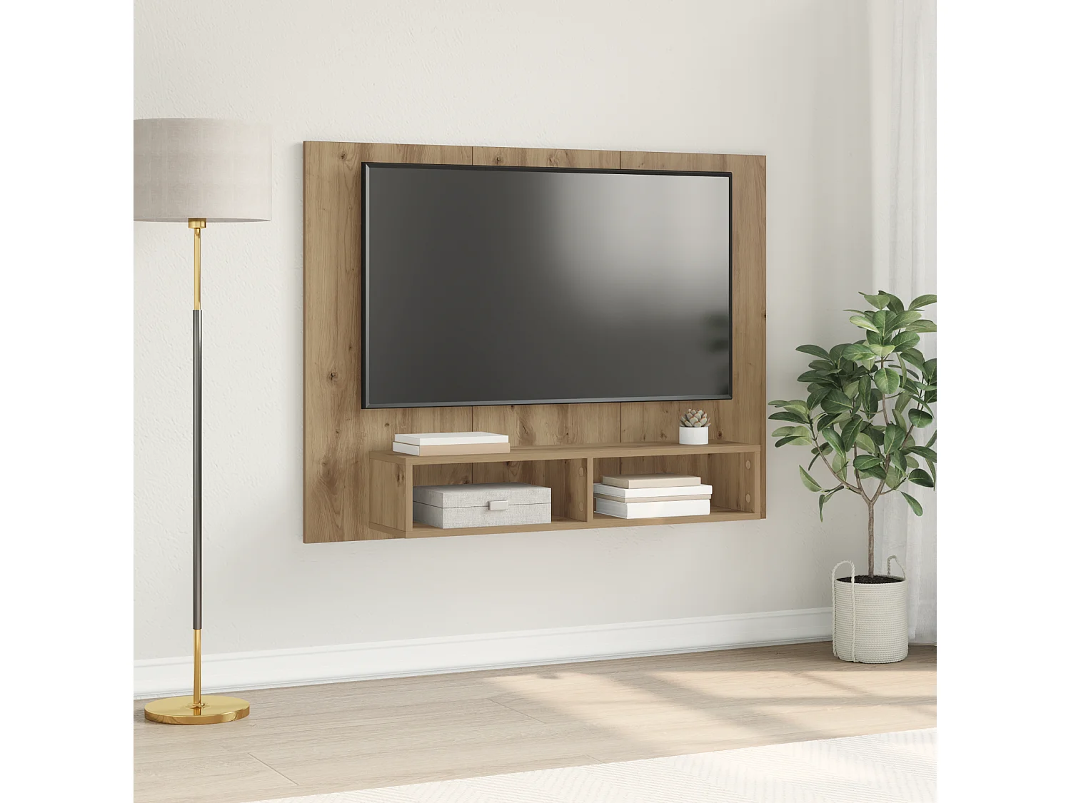 Mobile TV | Armadietto TV da Parete rovere artigianale 120 x 23.5 x 90 cm