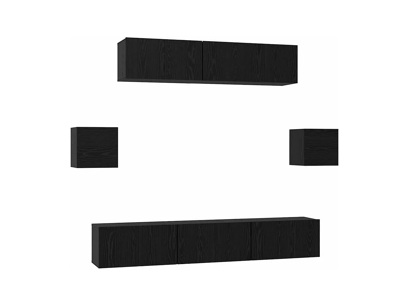 Tv-meubelset | Tv-Bank | TV-kast 7 pcs Zwart eiken 80 x 30 x 30 cm Bewerkt hout