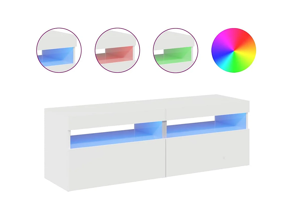Muebles de TV | Gabinetes de TV |  Muebles de salón con luces LED 2 uds blanco brillante 60x35x40 cm
