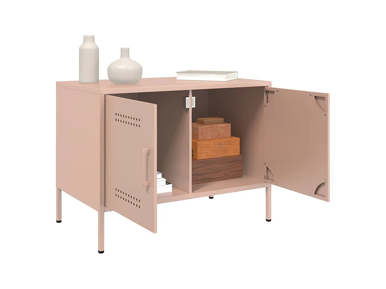 Muebles de TV | Gabinetes de TV |  Muebles de salón 2 piezas acero rosa 68x39x50,5 cm